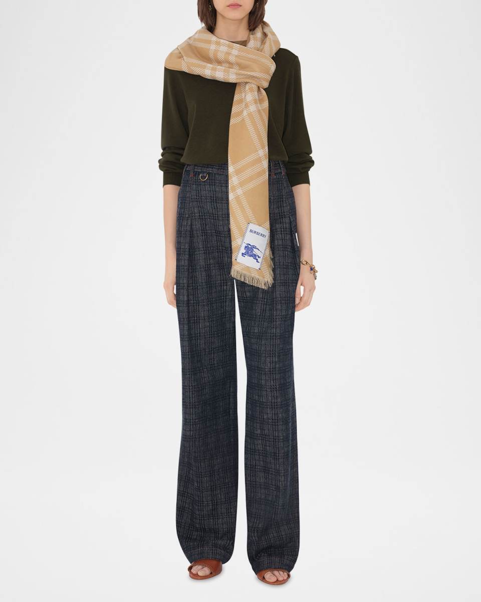 Wool & Silk Check EKD Scarf